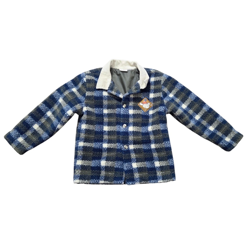 B.T. Kids Boys 4T Coat‎ Jacket Plaid Fleece Corduroy Collar Lined Warm Soft